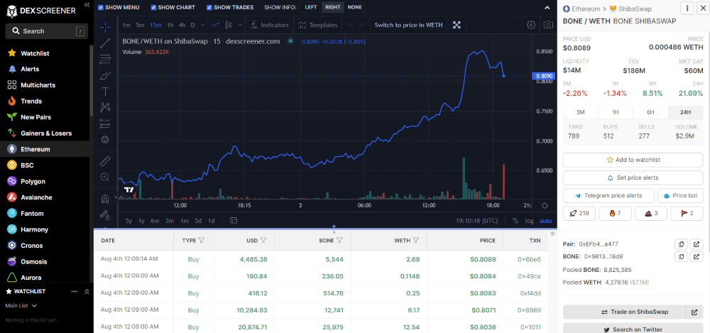 dex screen trading pair watchlist