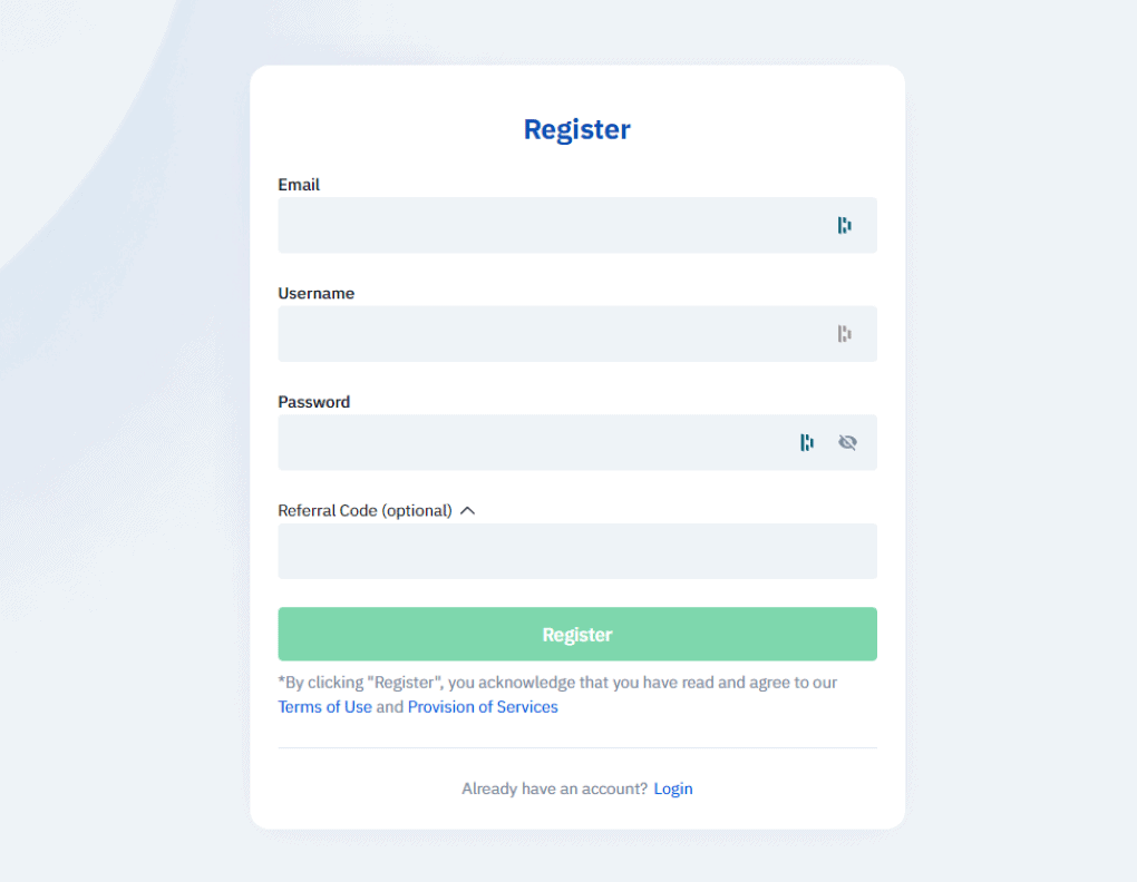 BTSE sign up process