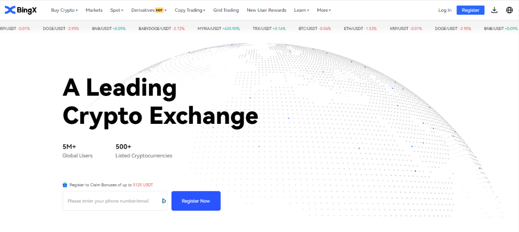 BingX homepage