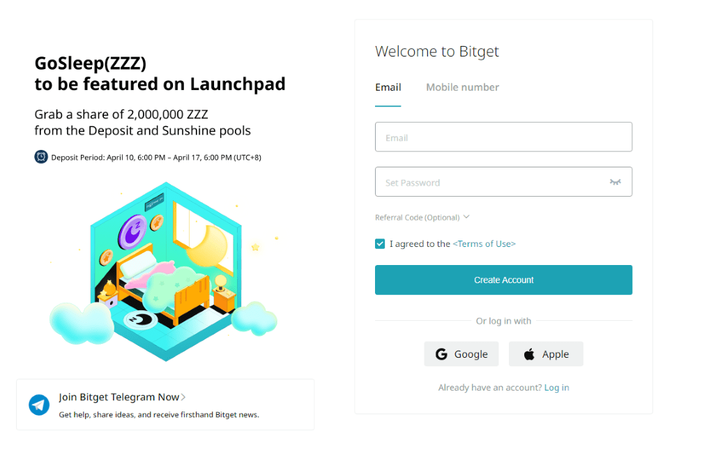Bitget Sign up process