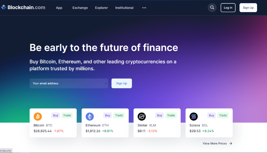 Blockchain.com Homepage