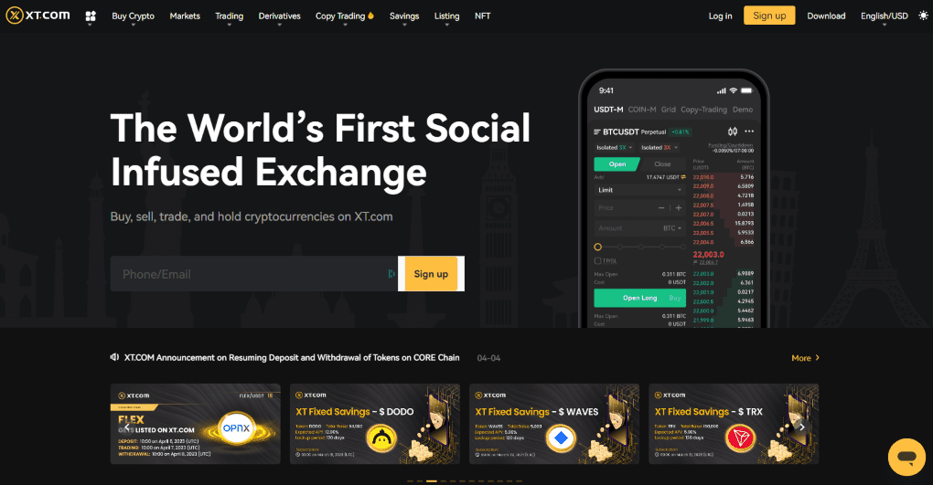 XT.com homepage
