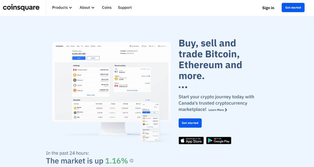 Coinsquare Homepage