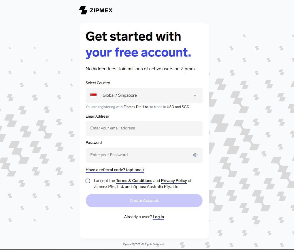 Zipmex Sign Up process