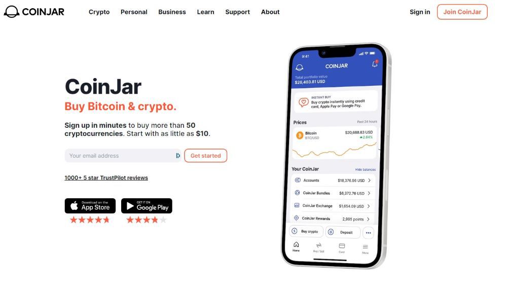 CoinJar Homepage
