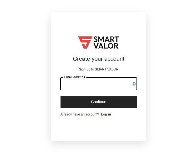 Smart Valor Sign up process