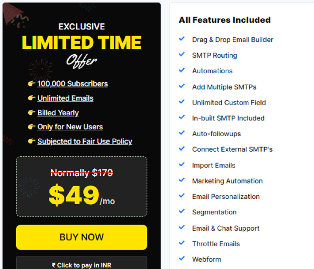 Pabbly email marketing limited offer for small businesses.