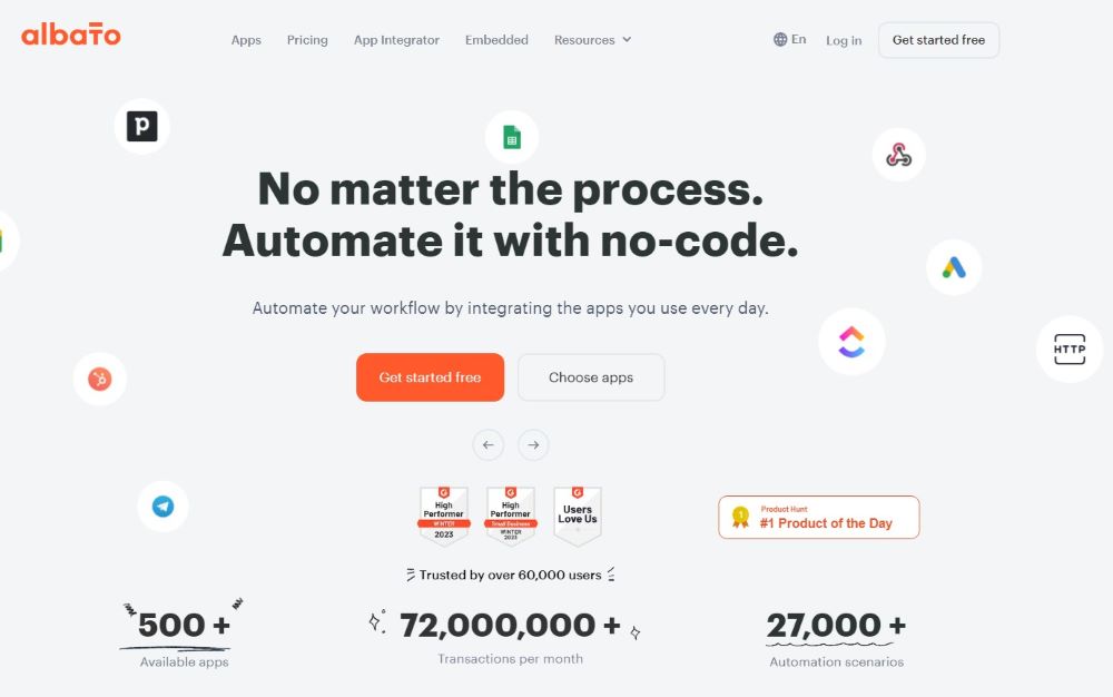 Albato Homepage