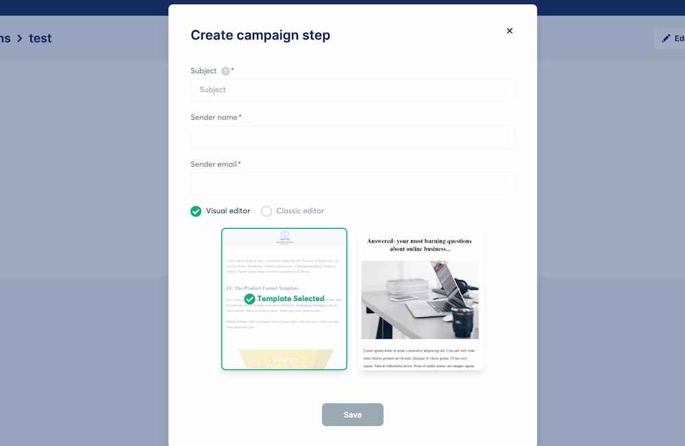 systeme.io create email campaign step