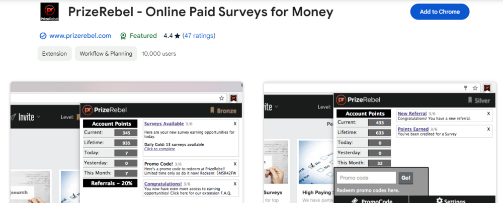prizerebel chrome extension