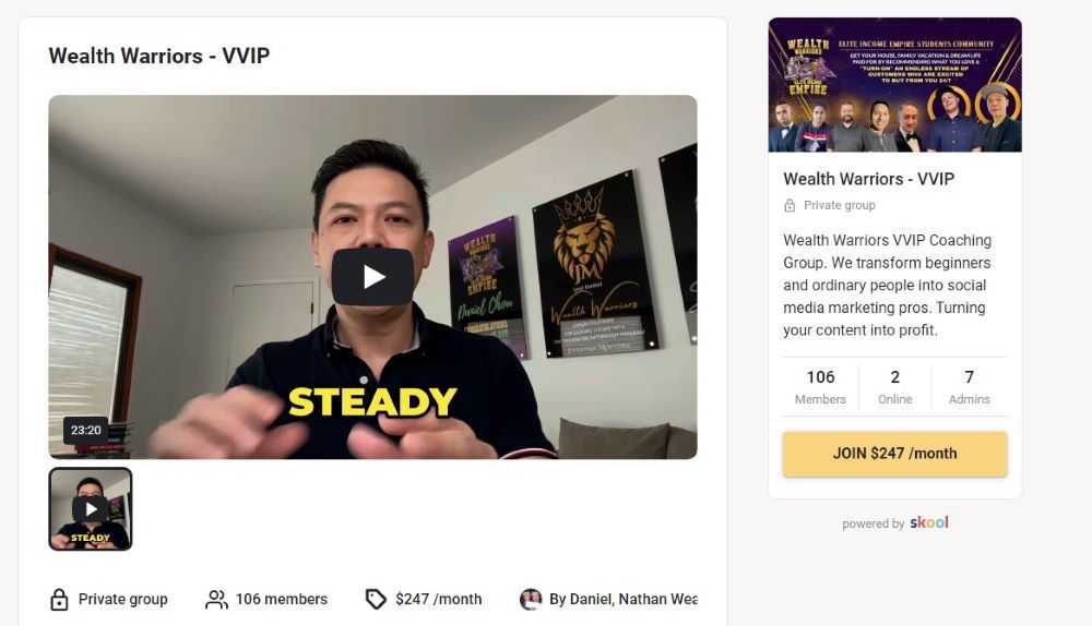 Wealth Warriors- VVIP homepage