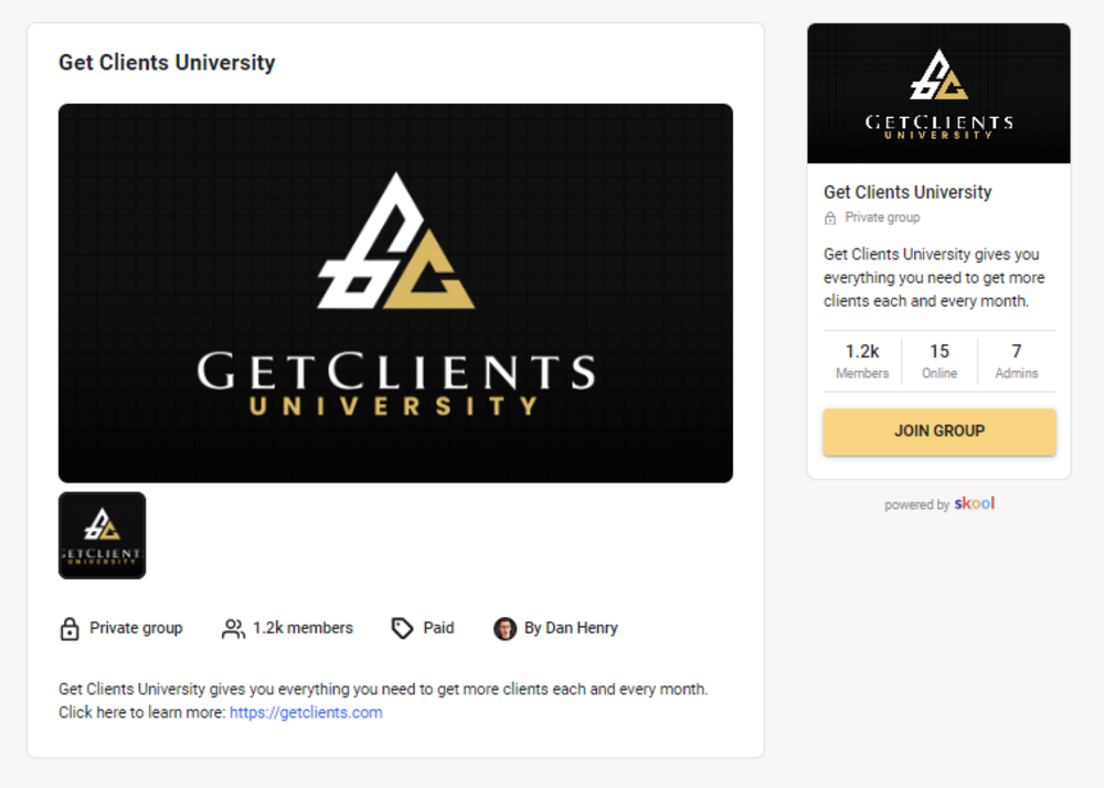 get clients skool community