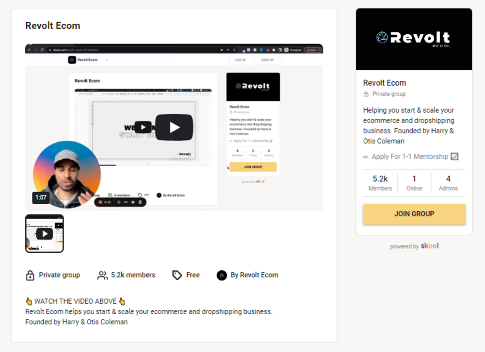 revolt ecom skool community